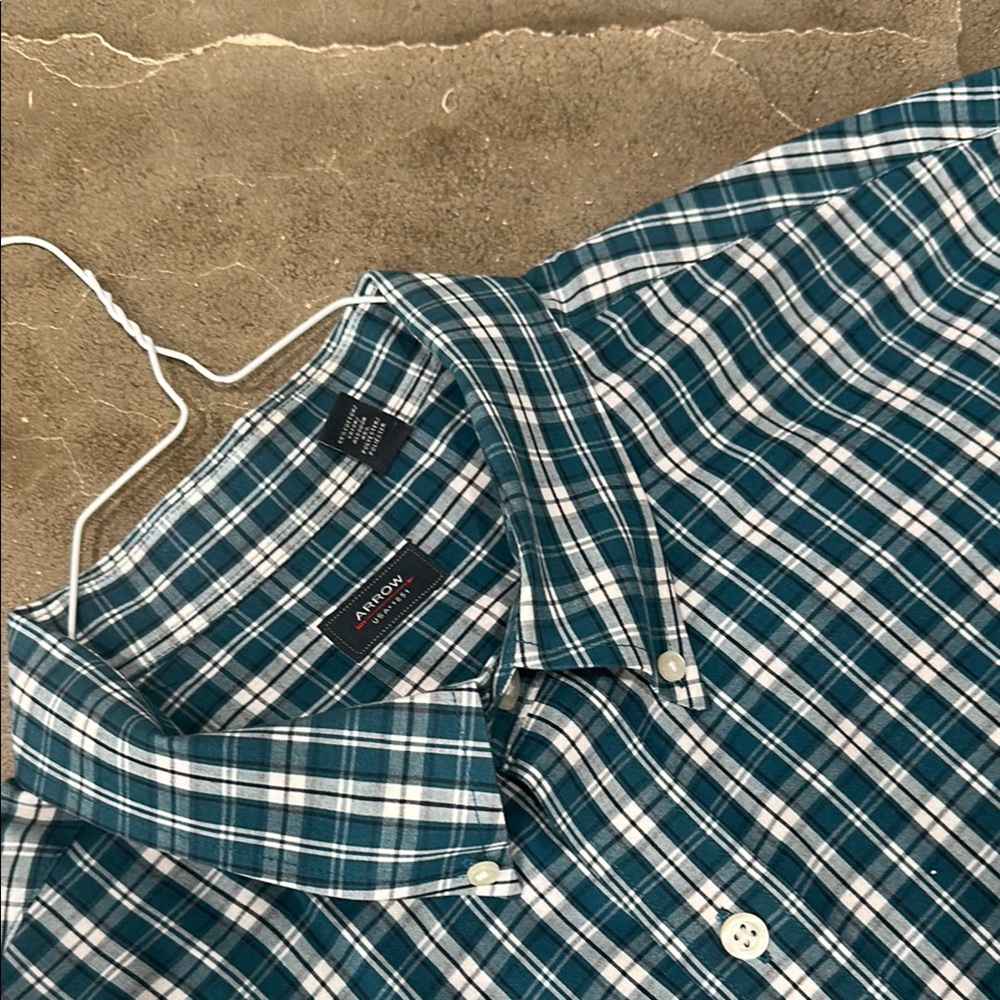 Big & Tall Men's Blue Plaid Shirt - Picture 4 of 4